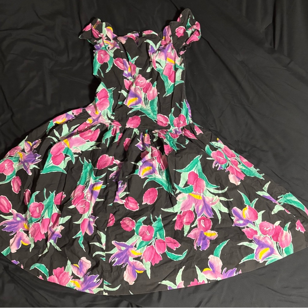 Milano Black Dress with Pink and Purple Floral Design